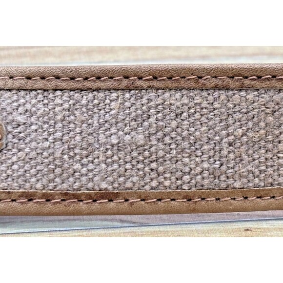 Vintage Salvatore Ferragamo Italy Mens Belt Tan Tweed Leather Brass Buckle 36-38 - Picture 11 of 14